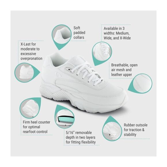 APEX -  Lace Walking Shoe - X Last - White - Picture 2 of 7